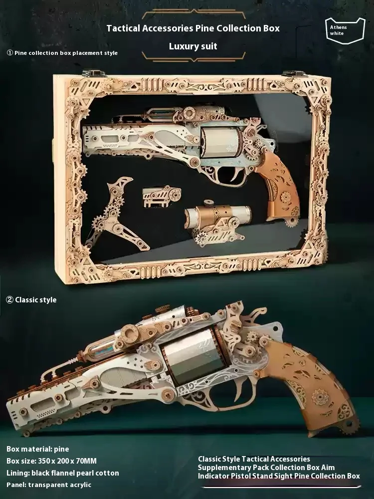 Dromerige Steampunk Revolver Boy High-End Exclusieve Verjaardagscadeau Handgemaakte Diy Puzzel Speelgoed Model Desktop Decoratie Klein Ornament