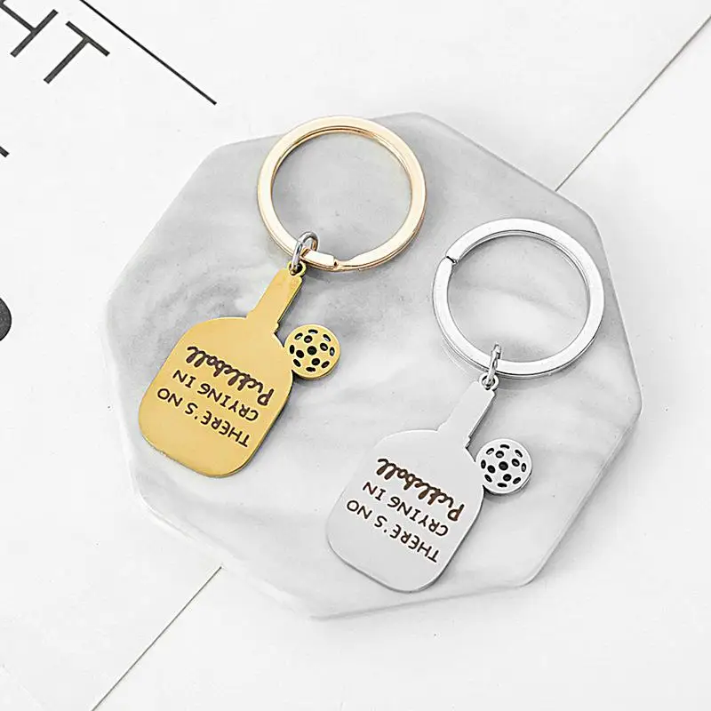 Pickleball Charm Pickleball Paddle Ball Keychain Engraved Letters Key Chain Hangable Ornament Pickleball Jewelry For Backpack