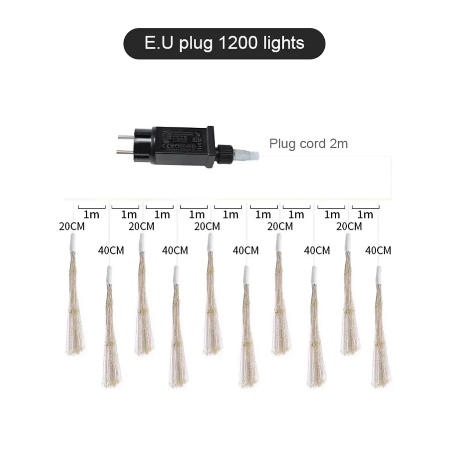 Kerst Vuurwerk Lichten Opknoping 10 In 1 1200Leds Starburst Slinger Sprookjesachtige Lichtslingers Voor Buiten Huis Tuin Achtertuin Decor