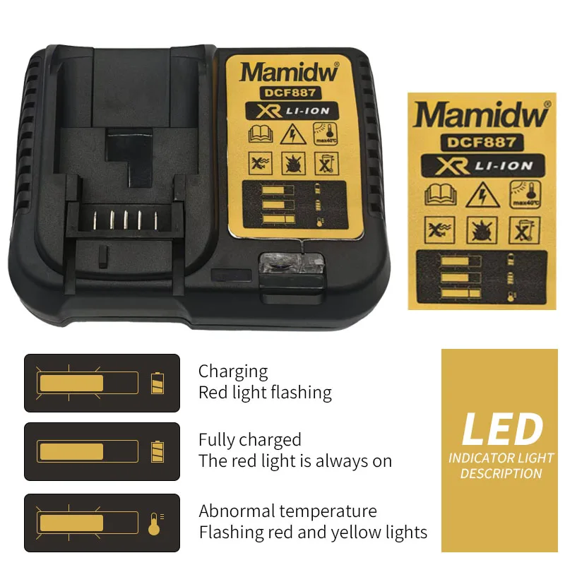

Mamidw Lithium Battery Charger With LED Display For DeWalt Original Tool Battery 10.8V 14.4V 20V Battery Charger