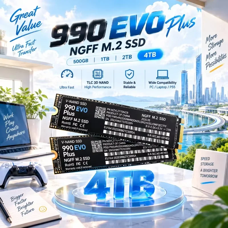 990 EVO plus M.2 2280 NGFF SSD, PCIe3.0,500GB/1TB/2TB/4TB High Speed Internal  for Laptop,Desktop PC & Gaming Storage