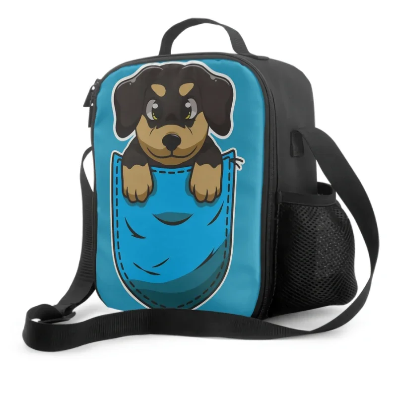 3D Cão bonito isolado lancheira, saco térmico, reutilizável, recipiente para escritório, escola, piquenique, viagens