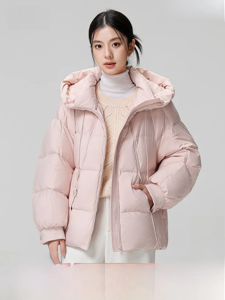 

Snow Flng Spring 2026 Women's ort Hooded down Jaet Fre Brea Sle Youthful Warm Polyester Fiber Du down Filling