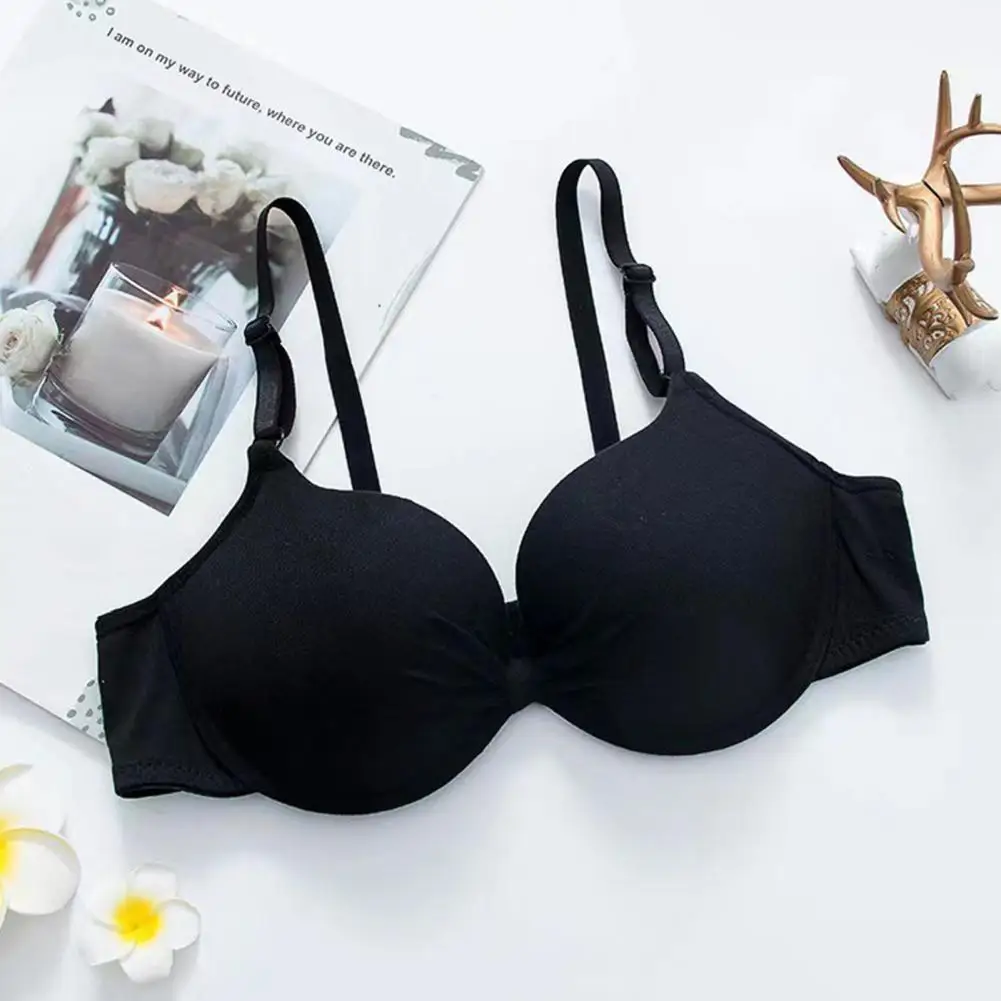 Three Rows Three Buckles Bra Comfortable Women's Plush Bra with Adjustable Straps Steel Wire Support Full Cup Knot for Daily