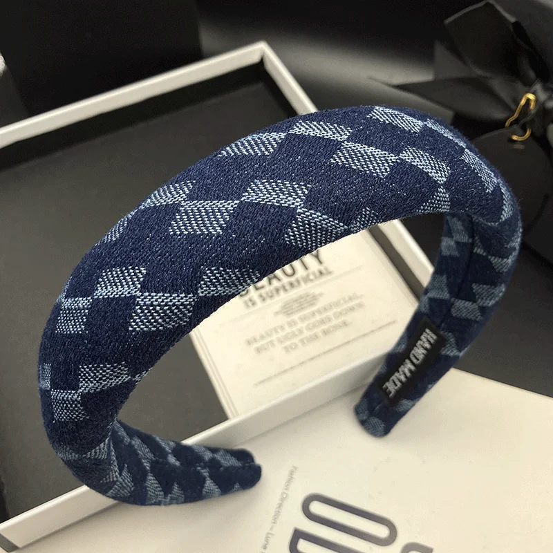 Modische und schlichte Haarspange im Hongkong-Stil, marineblaues Haarband für Damen, Haarband mit hohem Schädeldruck