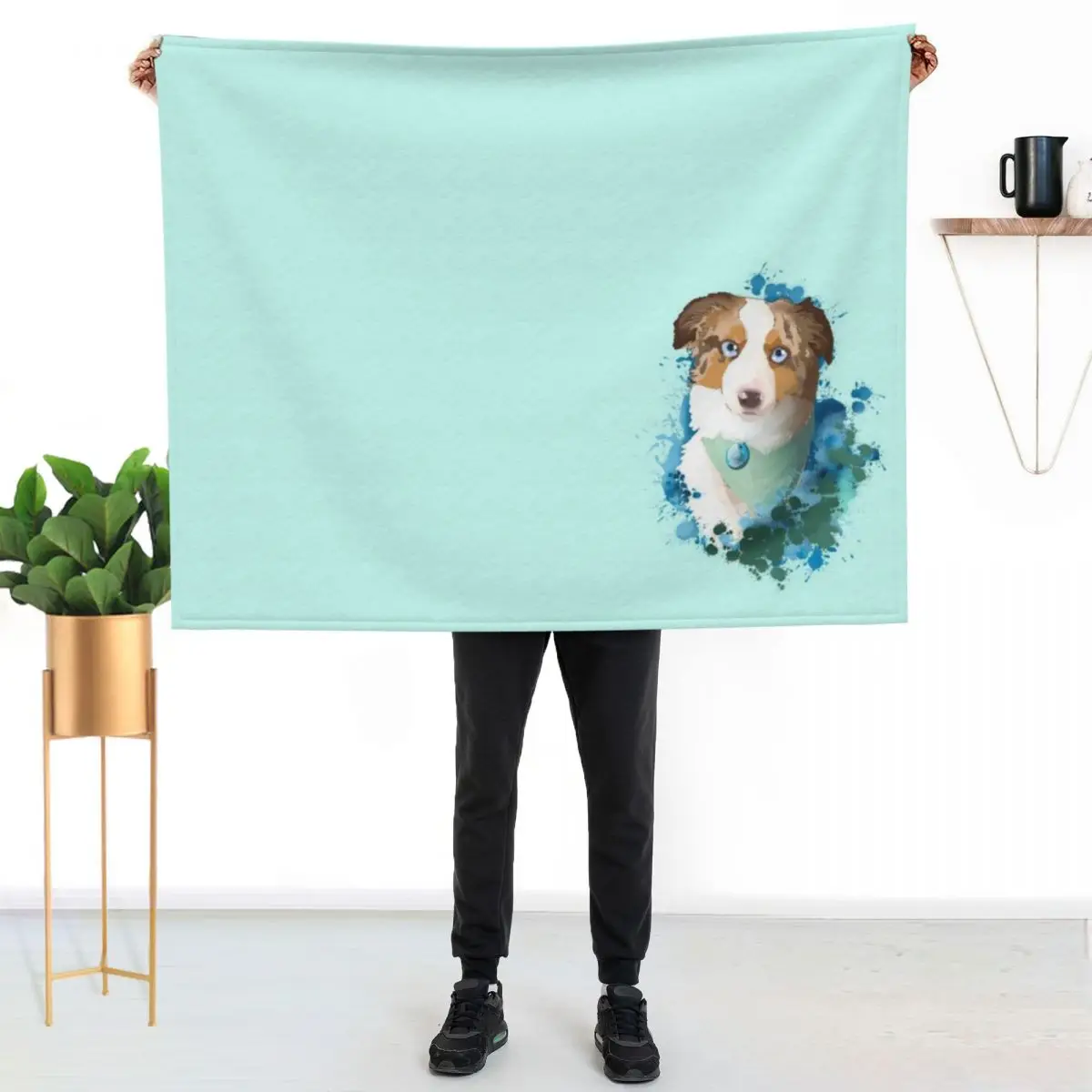 Miniature Australian Shepherd Throw Blanket Camping Soft Plaid Stuffeds Soft Polar Blankets