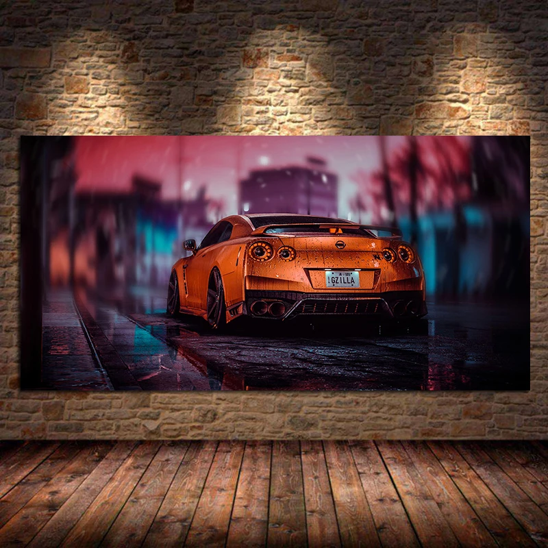 Car Wall Art Picture GTR R34 VS Supra Vehicle Modern Canvas Painting Poster and Print for Living Room Bedroom Home Decor