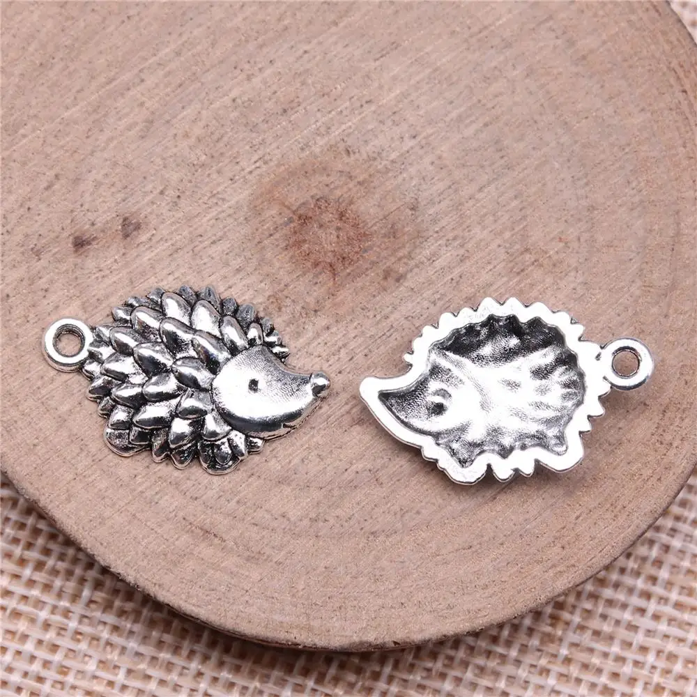 WYSIWYG 10pcs 22x14mm Charms Hedgehog Charms For Jewelry Making DIY Jewelry Findings Antique Silver Color Alloy Charms Pendant