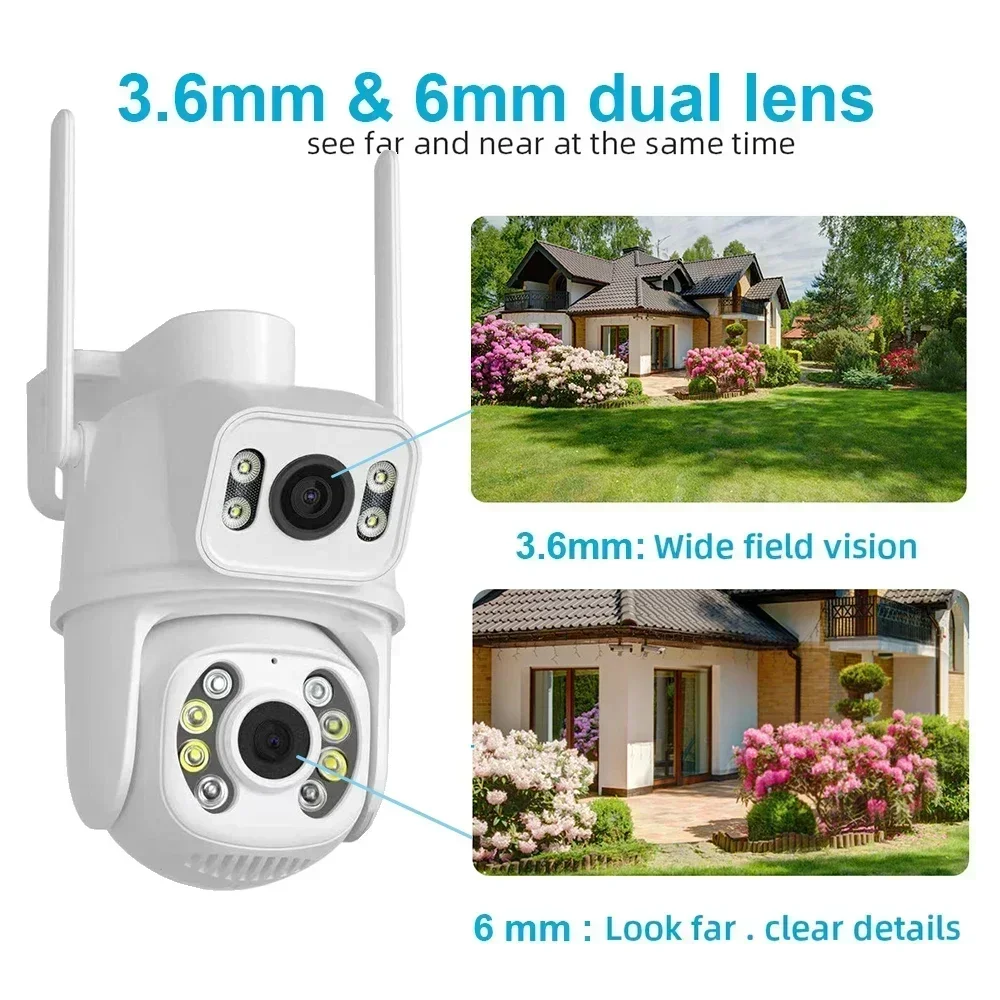 PTZ Wifi Camera Dual Lens with Dual Screen Human Detect Auto Tracking Wireless Outdoor Surveillance Camera