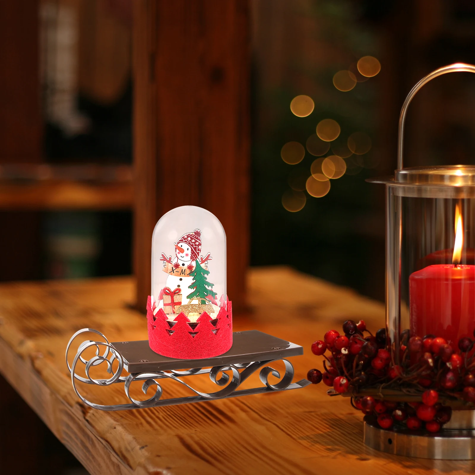 

1pc Mini Sleigh Decoration Christmas Theme Ornament Plastic Sled Adornment Desktop Home Party Decor Xmas Tree Hanging Pendant