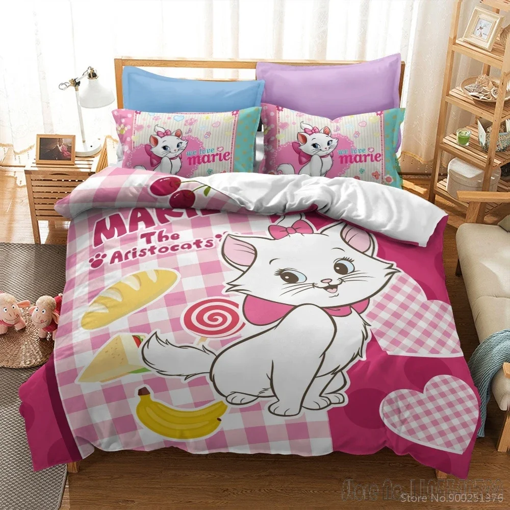 3D Print Disney Cartoon Marie Cat Duvet Cover Set HD Comforter Cover for Kids Bedding Sets Bedclothes Bedroom Decor