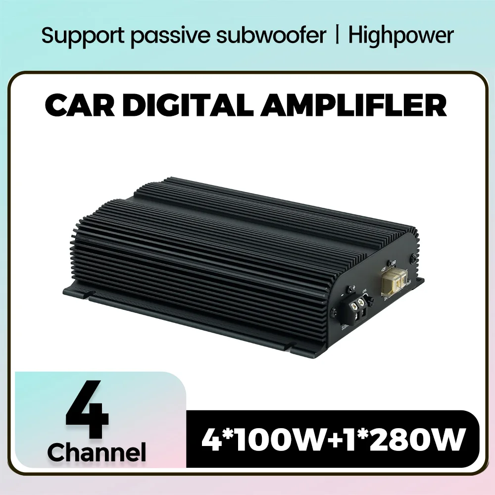 

4-канальный автомобильный цифровой усилитель для универсального автомобильного радиоприемника, мультимедийного проигрывателя, поддержка пассивного сабвуфера, высокая мощность 4*100 Вт, до 280 Вт