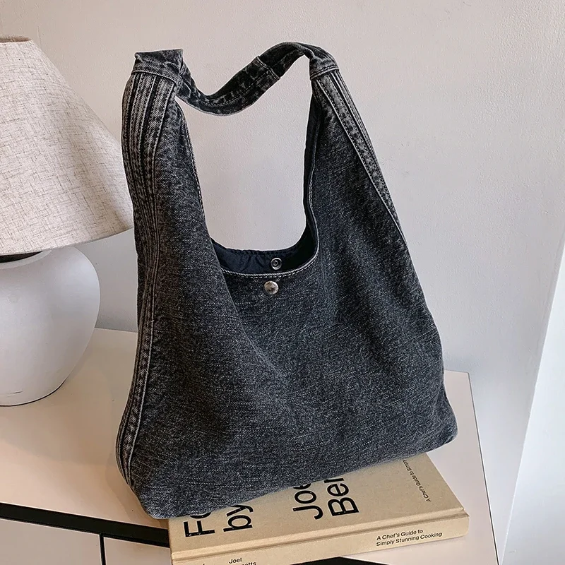 Leisure Time Denim High-capacity Tote Bag Senior Feel Practical Single Shoulder Bags Versatile Armpit Bag Comfortable Handbag