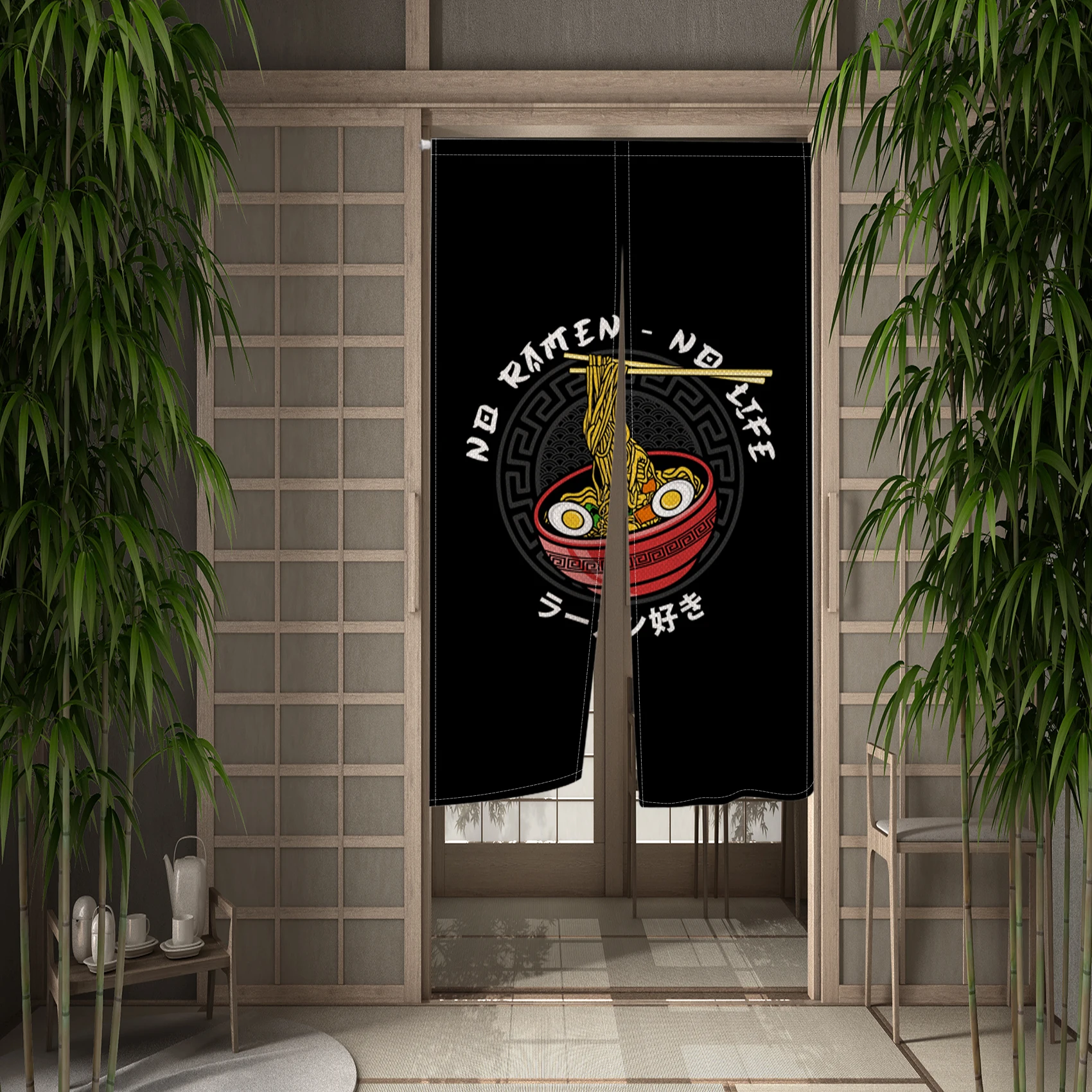 Japanese Cartoon Food Door Curtains Sushi Ramen Pattern Partition Split Doorway Curtains Kitchen Restaurant Hanging Half Curtain
