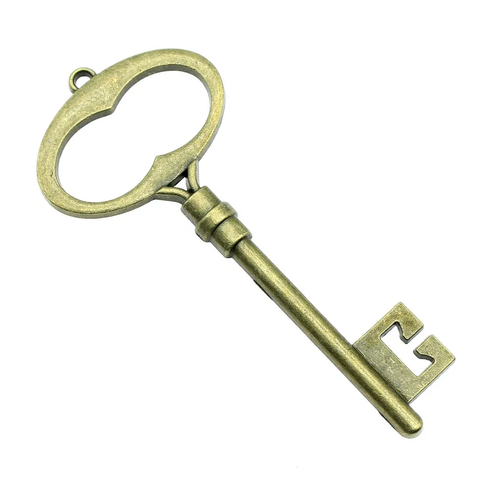 WYSIWYG 2pcs 94mm 2 Colors Antique Silver Color Antique Bronze Plated Large Key Charm Decorative Key Charm Keys Charms Vintage