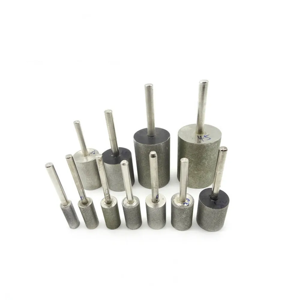 1Pcs Diamond Cylinder Type Grinding Head Abrasive Wheel Jade Jewelry Bracelet Glass Stone Carving Polishing Tool Burrs Bit 6/8mm