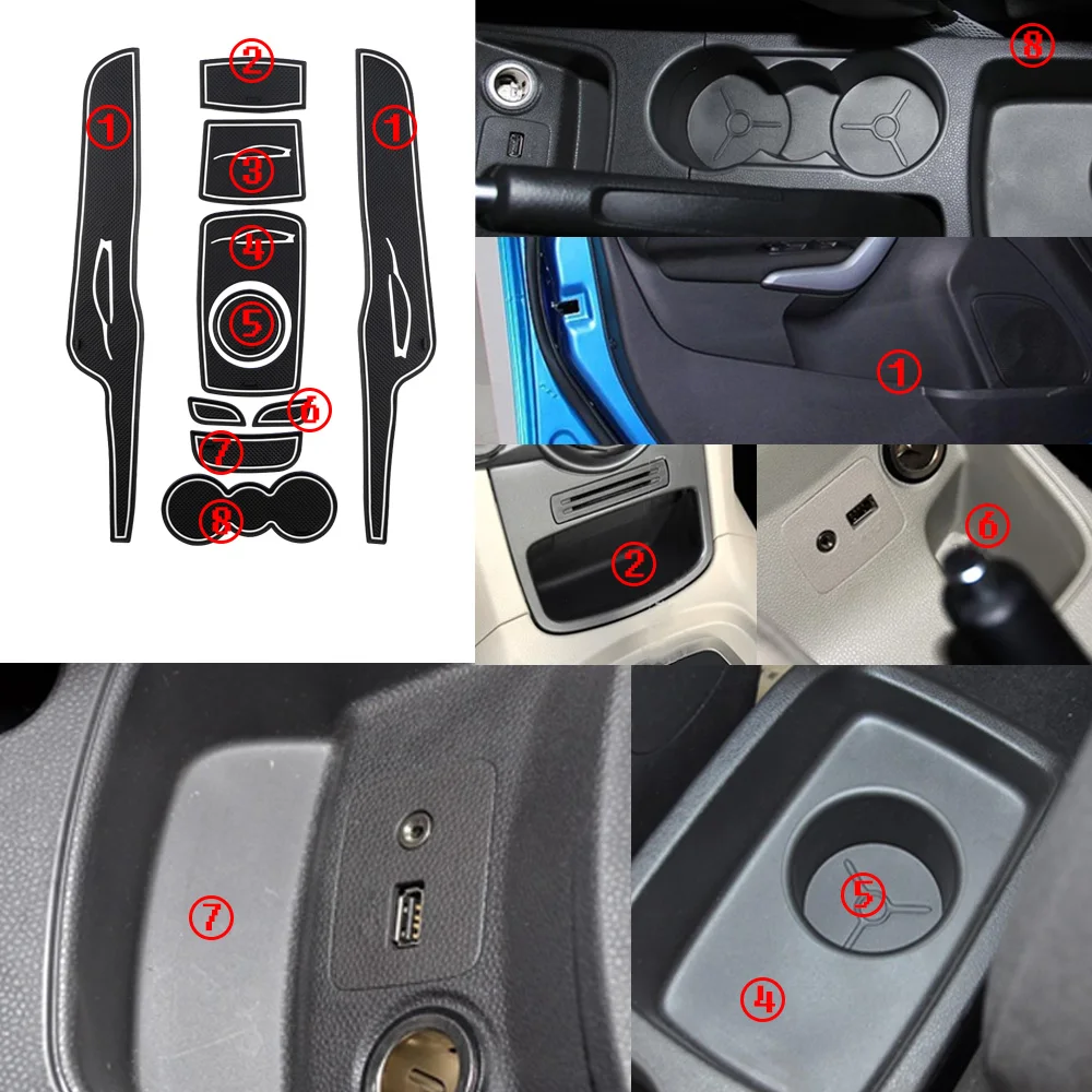 Rutschfeste Getränkeunterlage für die Türschale für FORD Fiesta 2008 2009 2010, rutschfeste Gummiunterlage, rot, 10 Stück – Detail 4