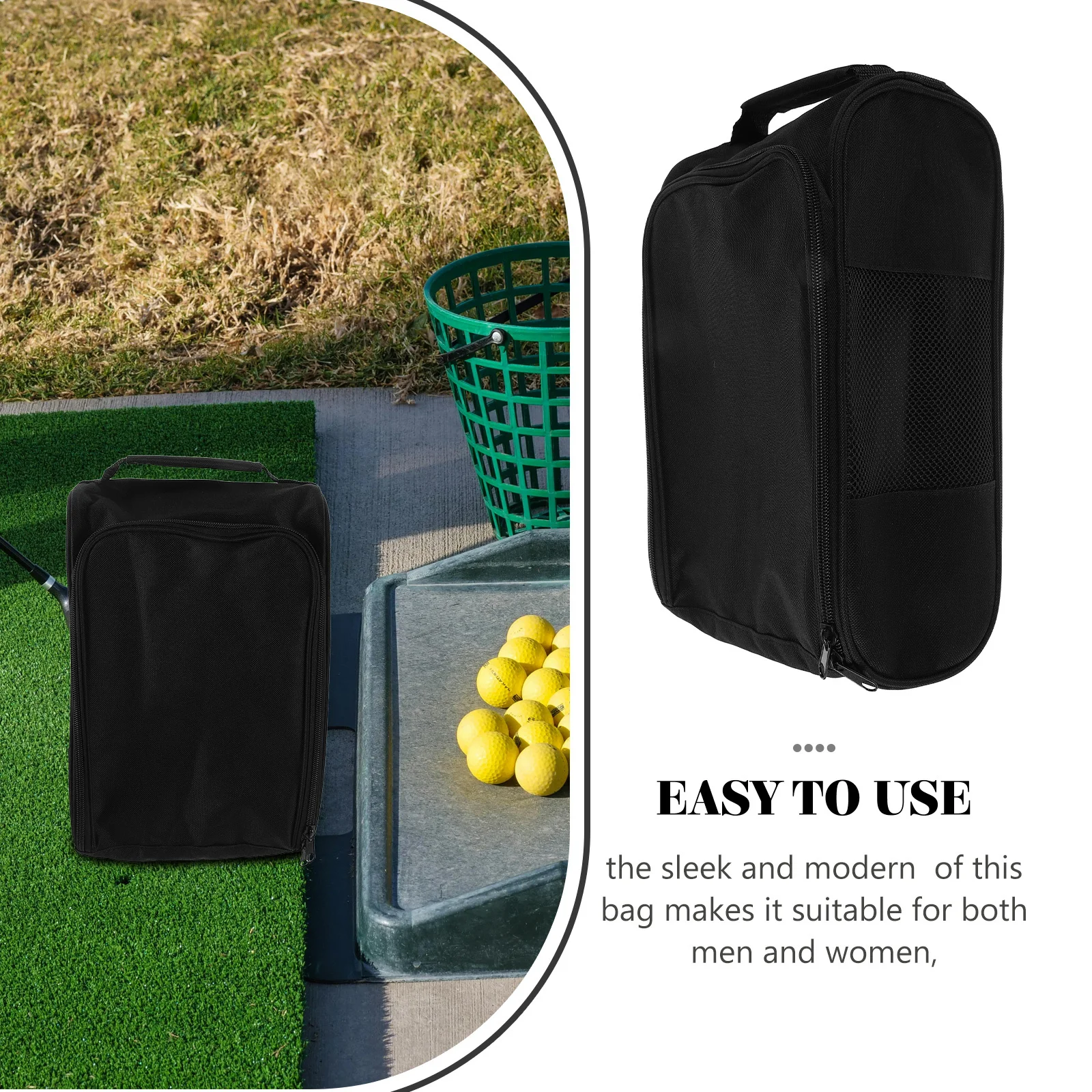 Golf Shoe Bag Zippered Carrier with Handle Side Ventilation for Socks Tees Sport Golf Baseball Soccer Accessory Travel Organizer