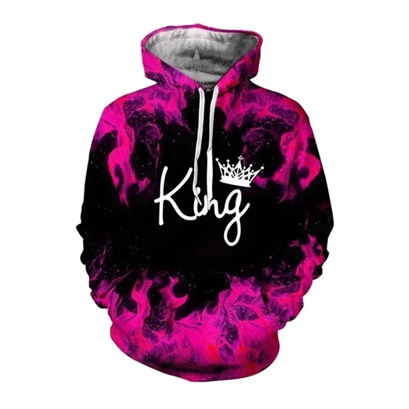 3D-gedruckte trendige Partner-Hoodies für König und Königin, Kapuzenpullover für Sie und Ihn, lässige Oversize-Hoodies für Herren – Detail 3