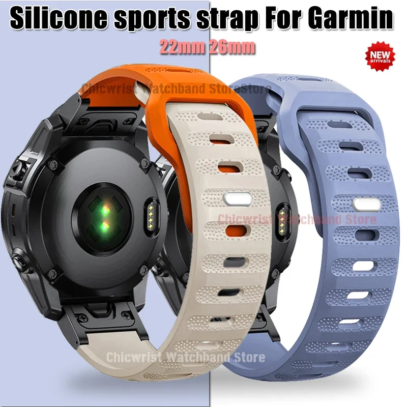 22mm 26mm Silicone Strap For Garmin Fenix 5 5X Plus 3 3HR/Epix 7X Solar/6X 6Pro Forerunner 935 945 Quick Release Smartwatch Band