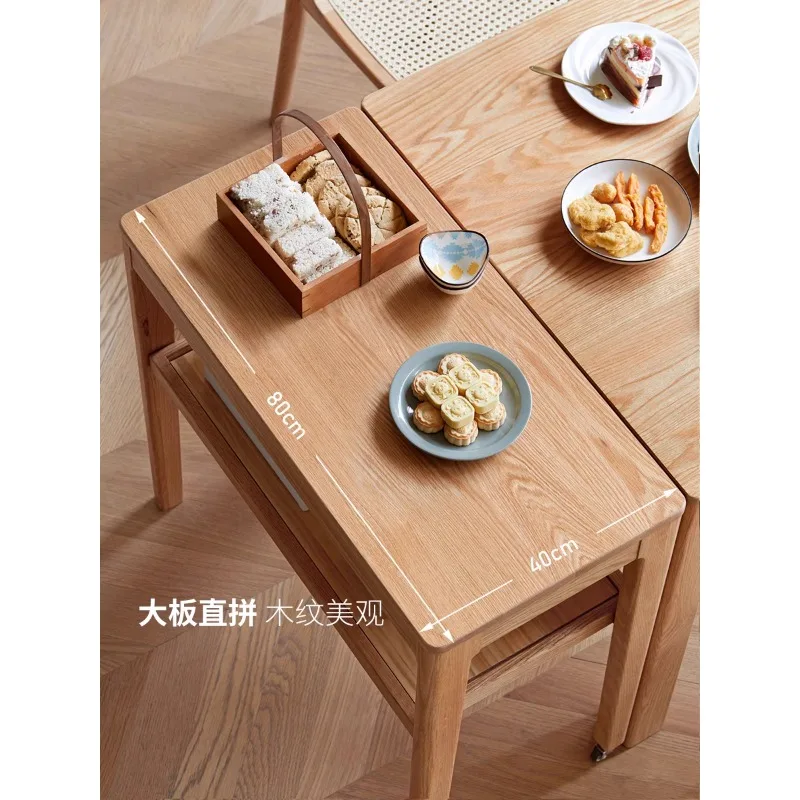 

wood language solid wood side table removable small apartment dining table bedroom makeup desk oak edge