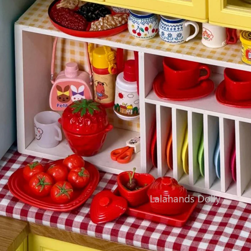 Dollhouse Miniature Kitchen Items Mini Simulated Pot/Bowl/Tray/Dish/Plate Set Furniture Decoration Accessories Children Toys