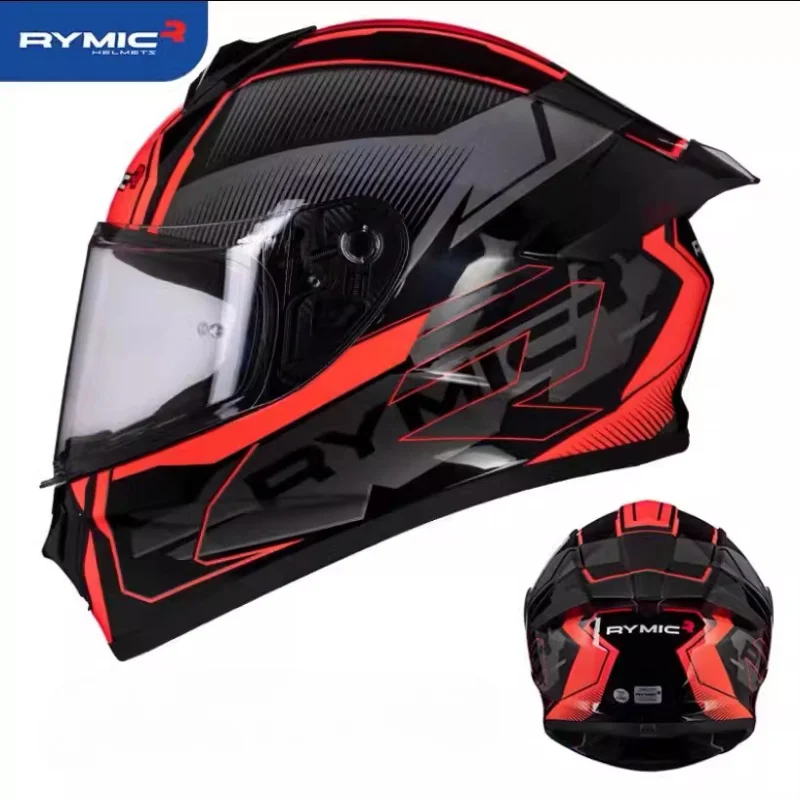 New RYMIC Motorcycle Helmet DOT ECE Certification Full Face Helmet Black Lens Capacetes Women Cascos Racing For DUKADI For BMW