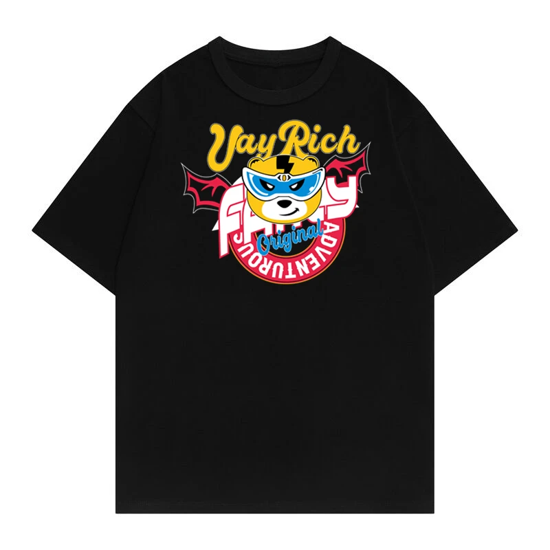 

Vayrich Brand 100% Cotton Original Summer Streetwear Hip Hop Tees Batbear Print Unisex College Casual T-Shirt