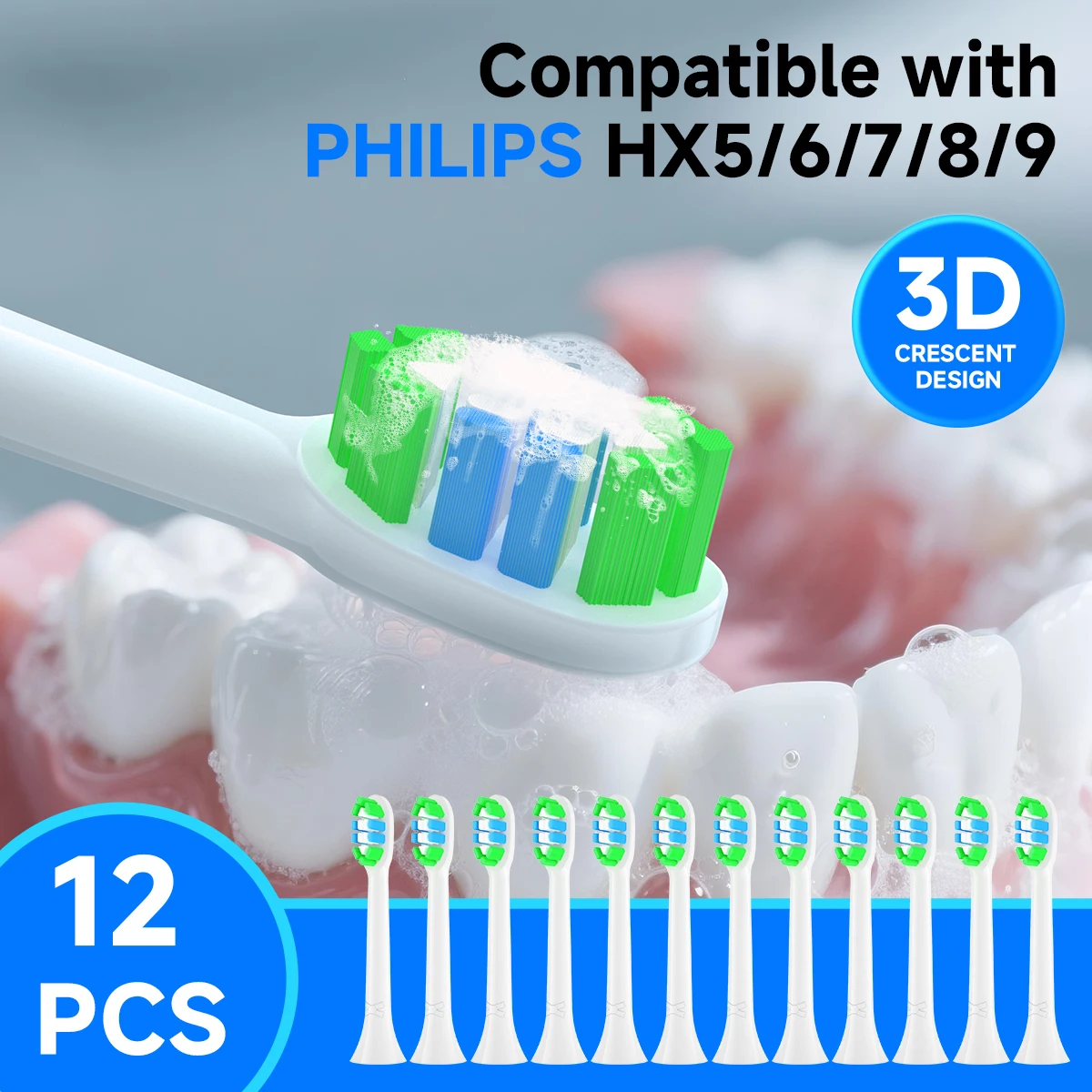 

12PCS/Replacement Brush Heads Compatible with Philips Sonicare DiamondClean HX5/HX6/HX7/HX8HX9 Series Electric Toothbrush Heads