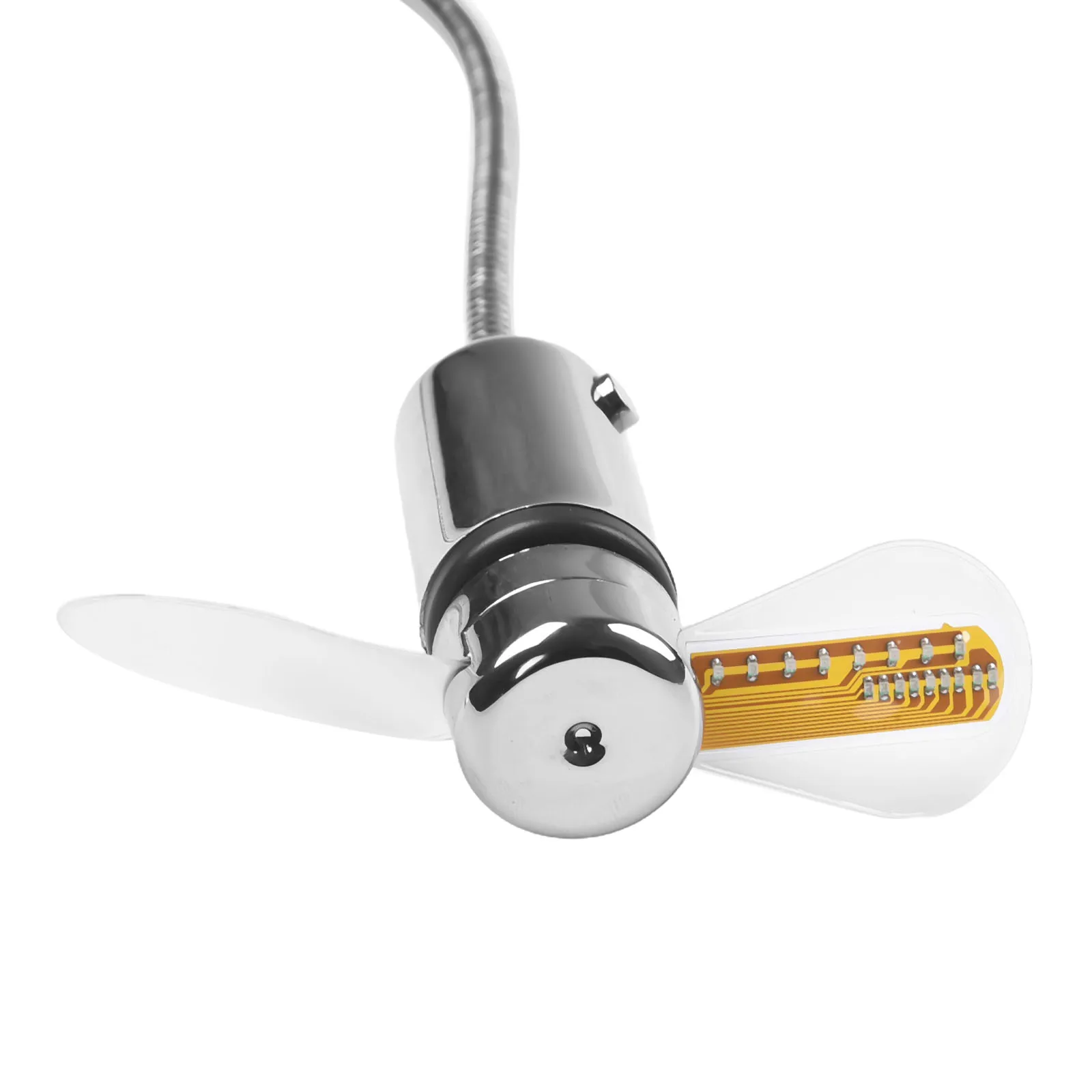 High Quality LED Clock Fan Ventilator 0.3A 1.5W Dc 5V Metal Rotation 400*80mm Adjustable Direction Easy Installation