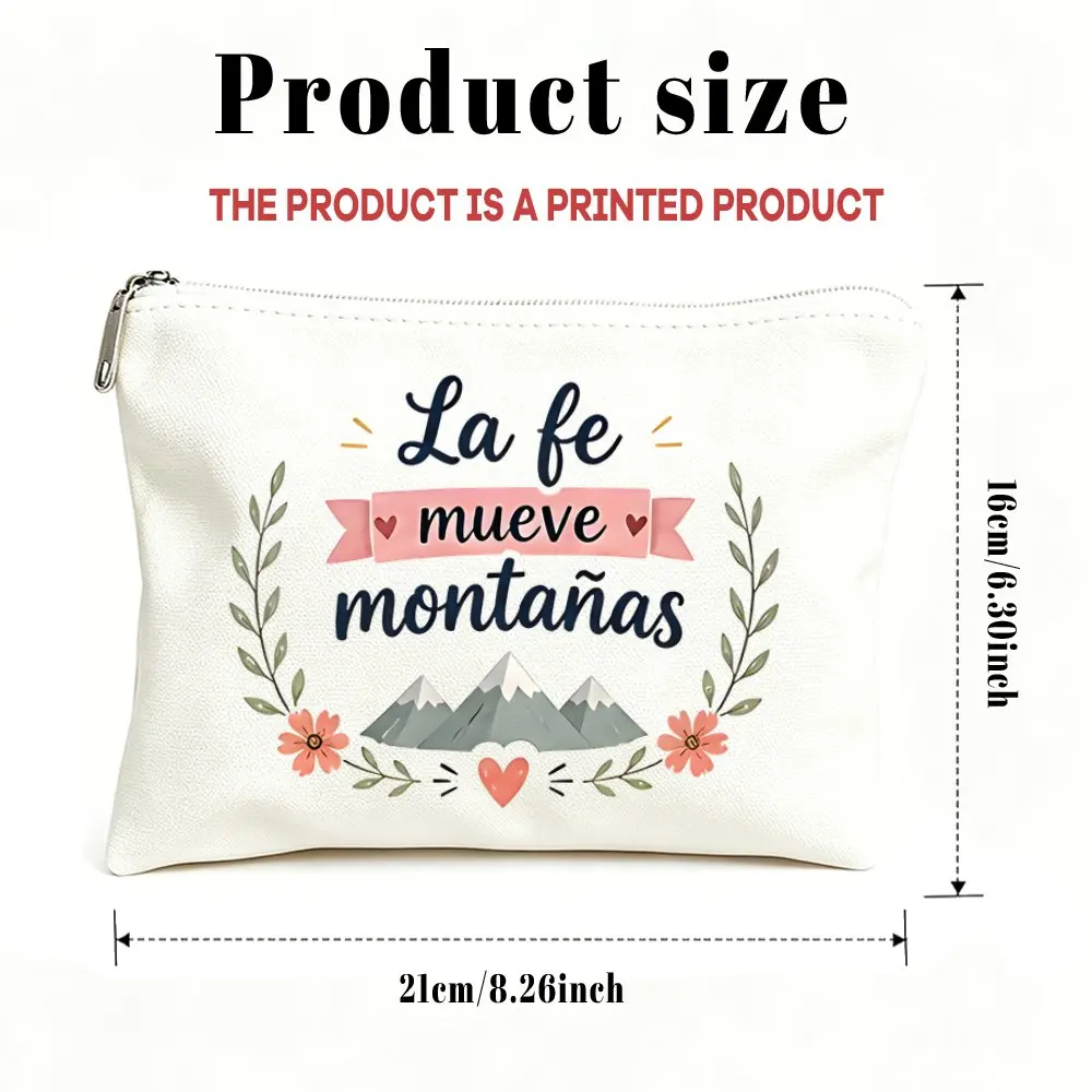 1pc Makeup Cosmetic Bag and Toiletry Pouch, Gift for Women, Inspirational Faith Mountain Cosmetic Bag for Mom Daughters Friends