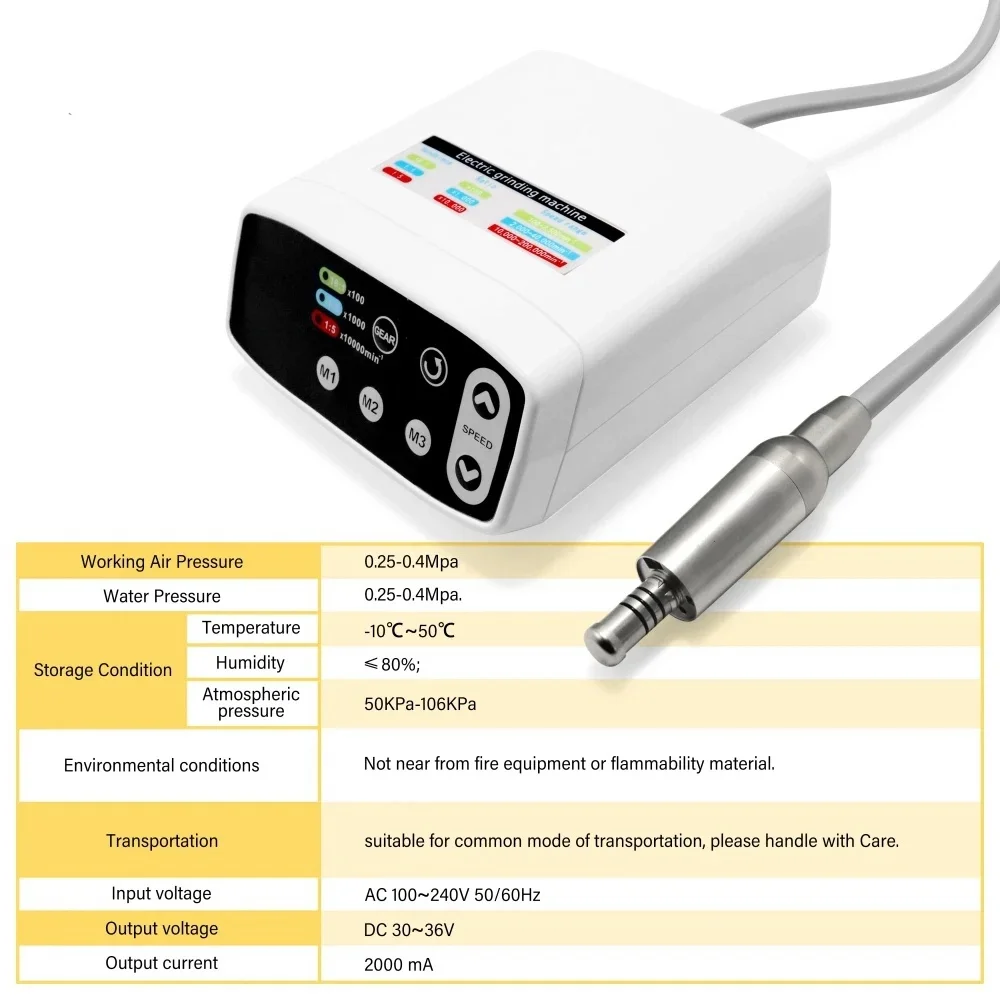 JUMTOP Dental Brushless LED Electric Micromotor Electric Grinding Machine Work with 1:5 1:1 16:1 Contra Angle