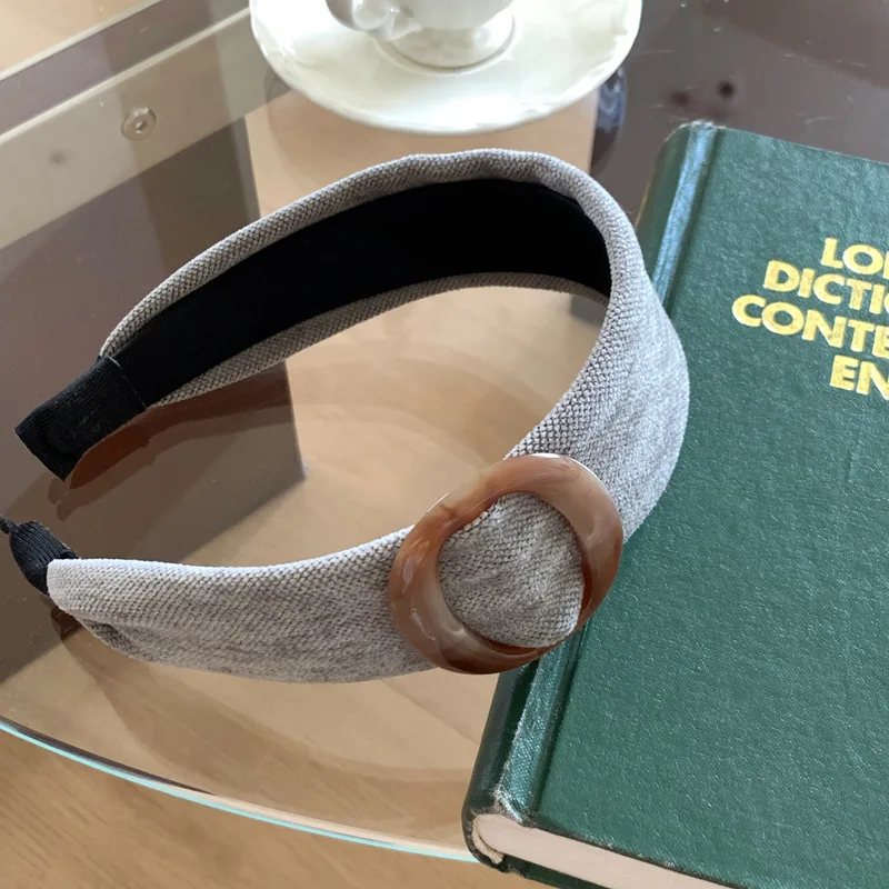 1pc Korean style minimalist circular wide edge headband with Maillard temperament and high-end pressure headband