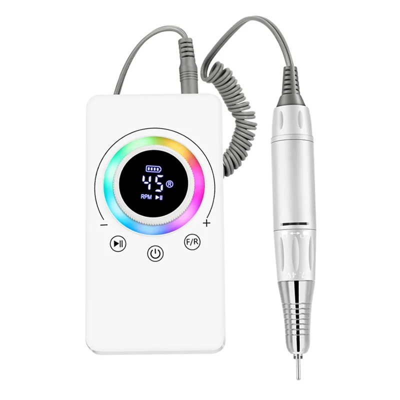 A94E-Nail Drill Machine Rechargeable 45000RPM Electric HD LCD Display For Manicure Gel Polish For Nails Low Noise