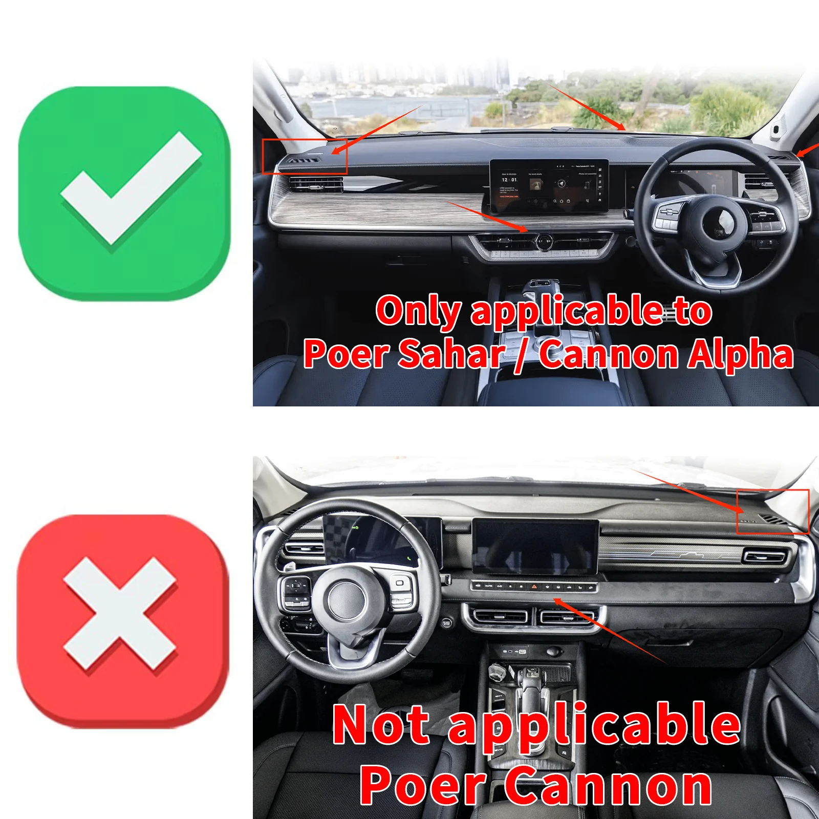 for GWM Poer Sahar Cannon Alpha 2025-2027 Car Accessories Dashmat Dashboard Cover Pad DashMat Sunshade Protective Carpet Leather