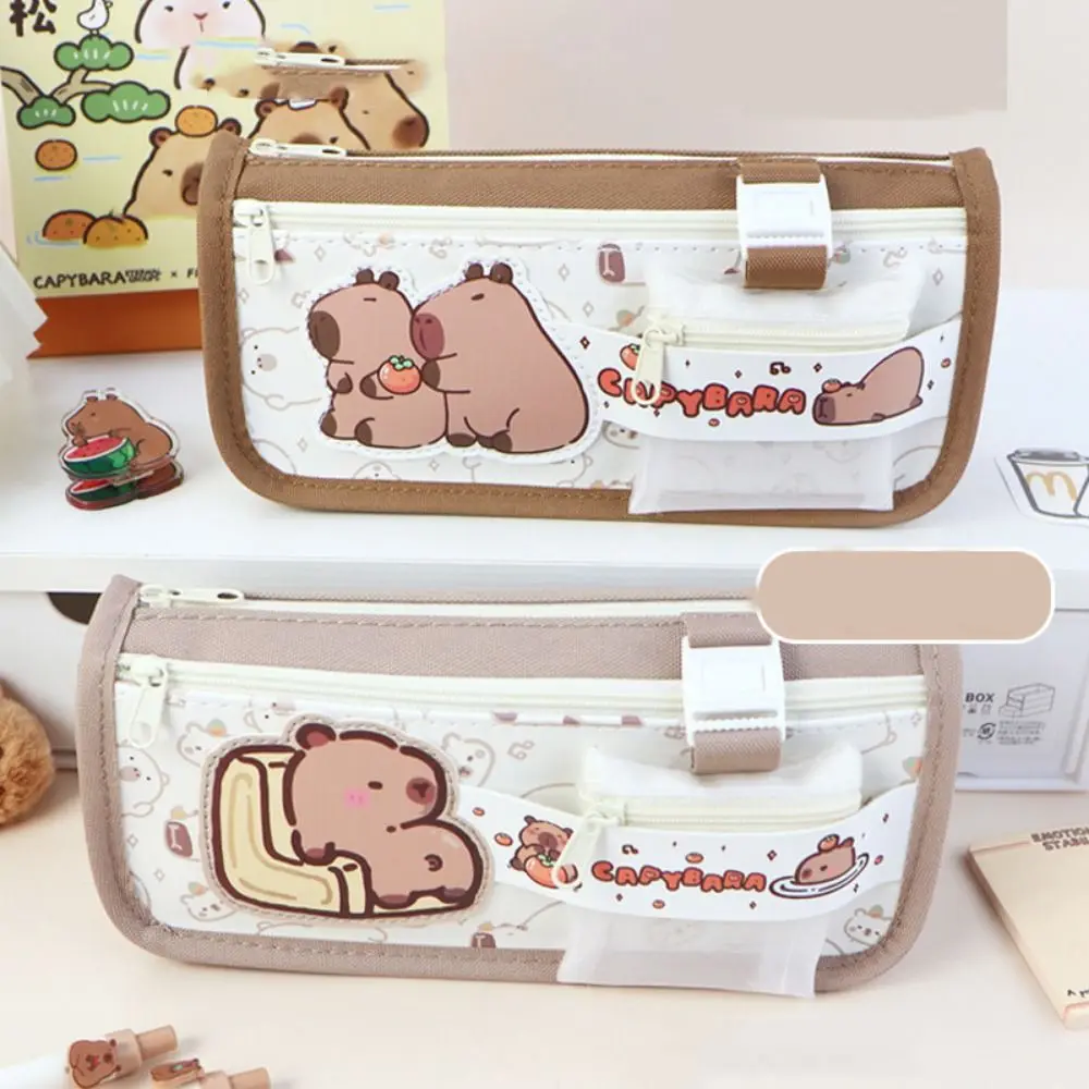 

Large Capacity Capybara Pencil Case Storage Box Multi-Layered Capybara Pen Pouch Zipper Kawaii Capybara Pencil Bag Office