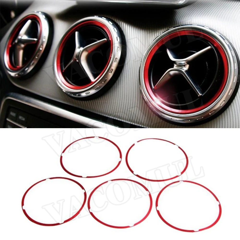 5PCS/Set Air Condition Air Vent Outlet Ring Cover Trim Decoration for Mercedes Benz W176 W246 C117 X156 AMG Car Styling