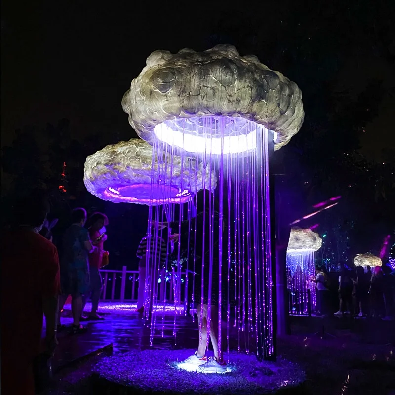 20W RGB Smart Sensor IP65Outdoor Waterproof Mushroom Rain Curtain Light for Garden Landscape Project Holiday Decoration NetLight