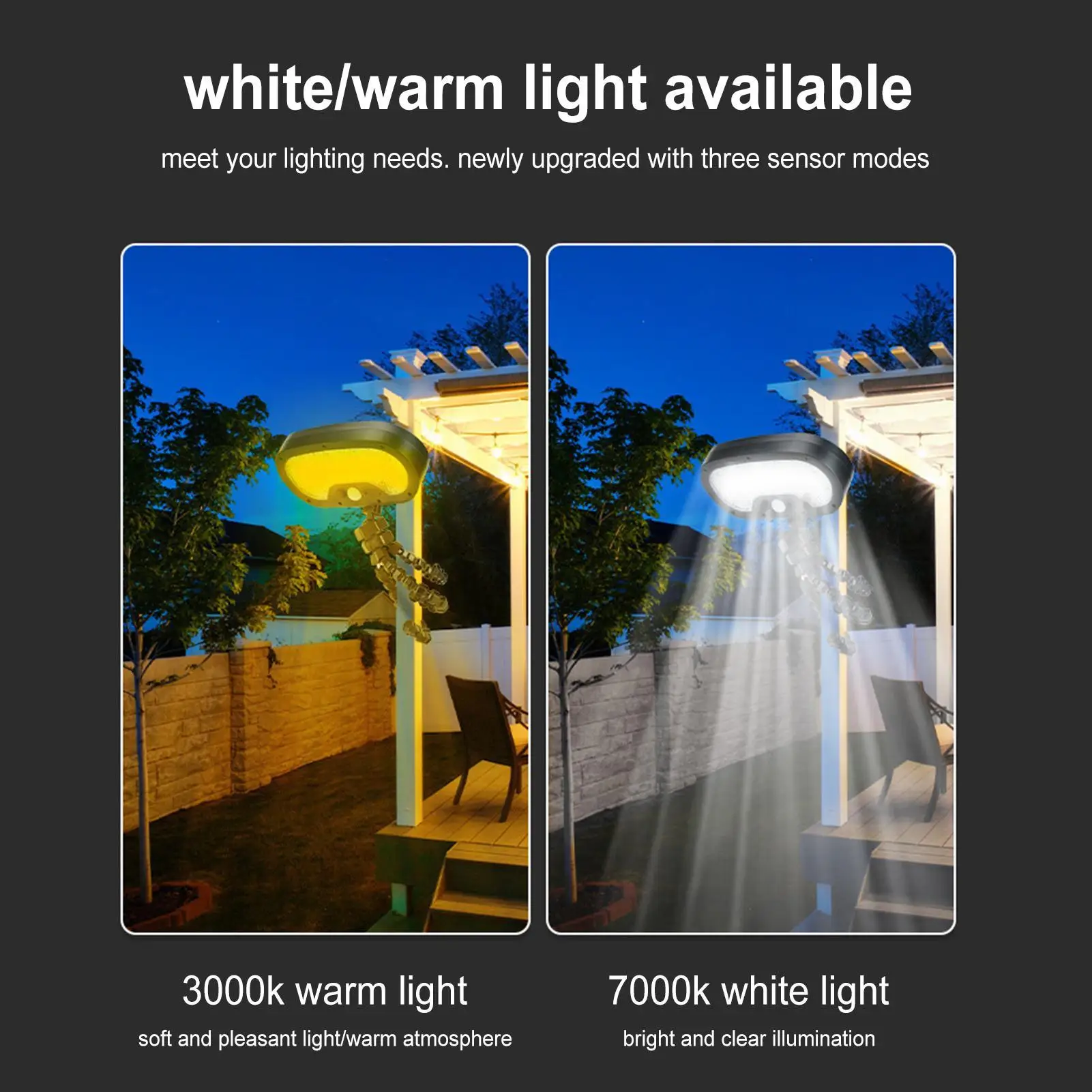 

Motion Sensor Outdoor Lights Solar Waterproof Fence Lamp Solar Security Lights With Flexible Octopus Tripod For Patio Garden