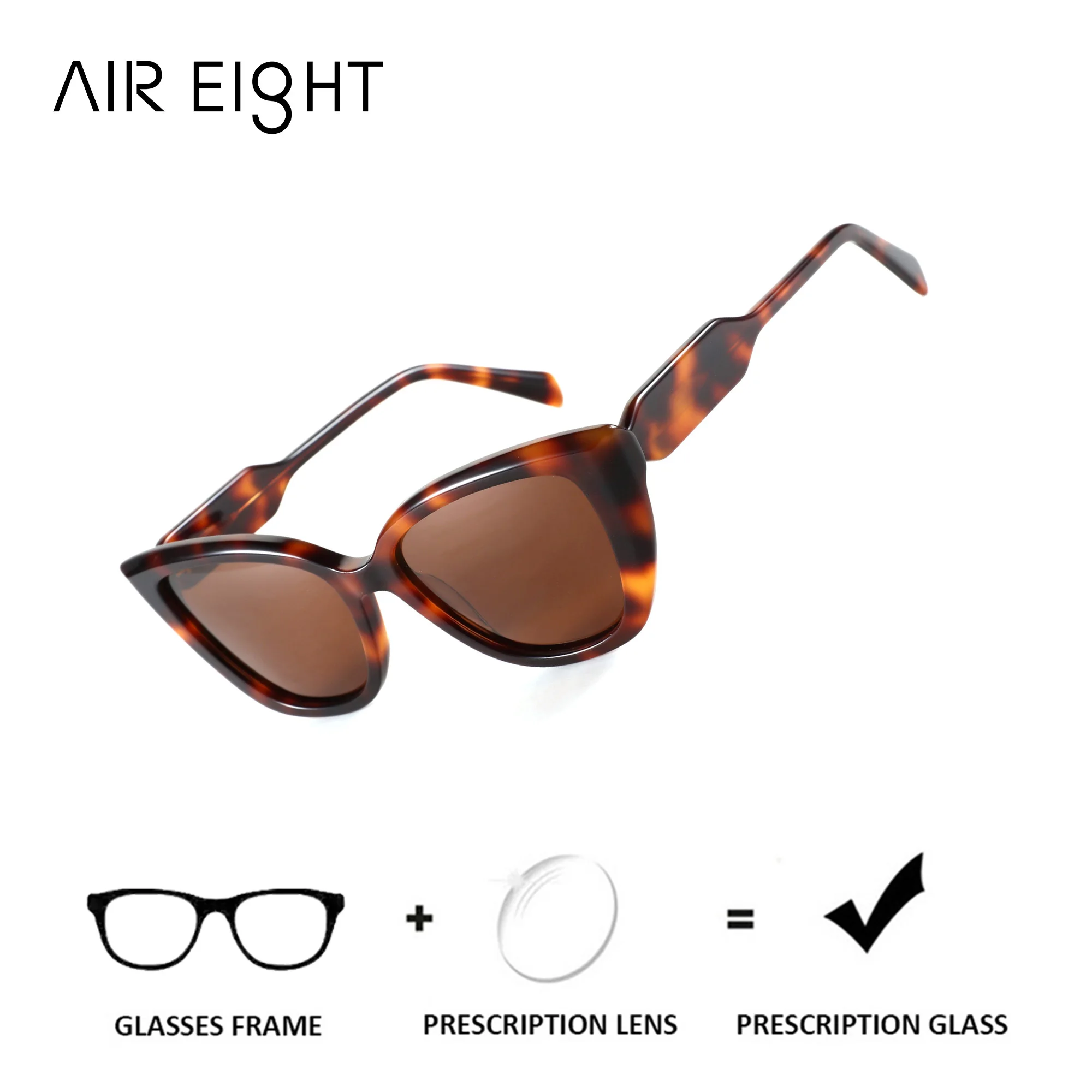 AIR EIGHT M Size Cat-Eye For Women Prescription Sun Glasses Progressive Polarized UV400 TAC Outdoor Driving Acetate Glasses