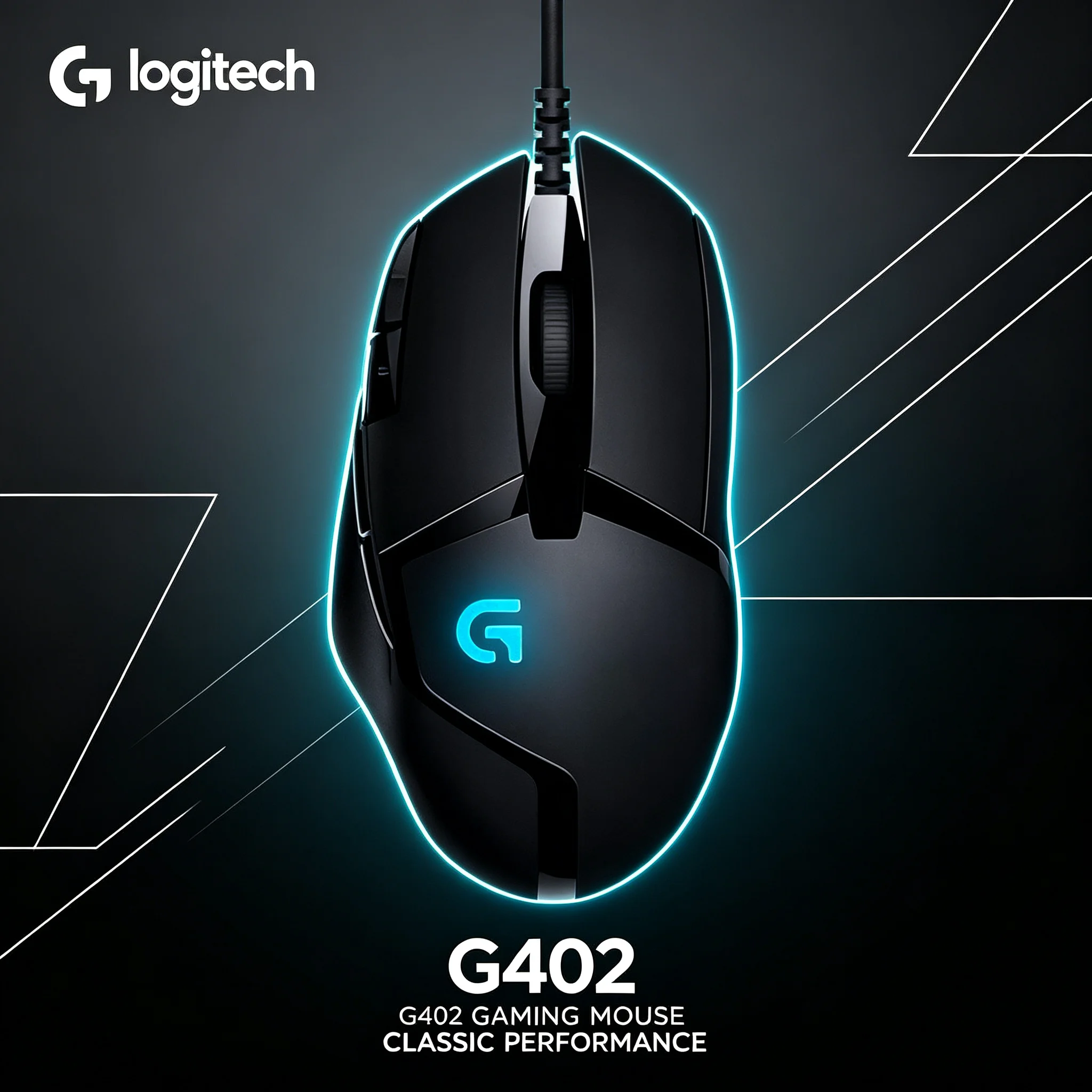 Logitech G402 Wired Computer Gaming Mouse On‑Fly DPI Switch Function High Responsive 1000Hz Polling Rate Mice For Game & Daily W