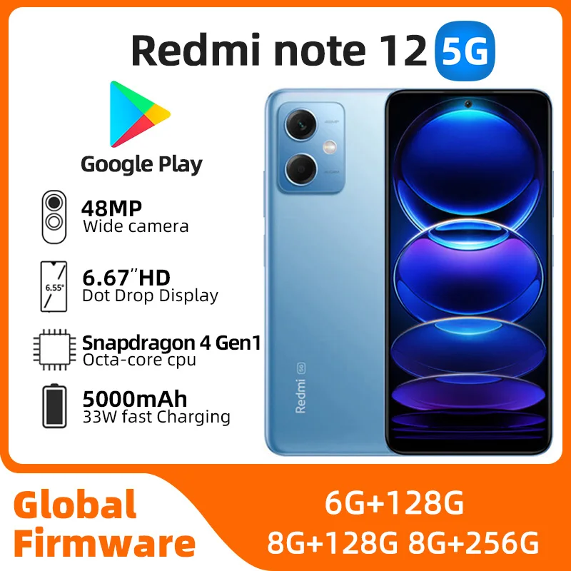 Xiaomi Redmi note12 5G 6.67 inç OLED Ekran 48MP Kamera 5000 mah Pil Kilitsiz kullanılmış telefon