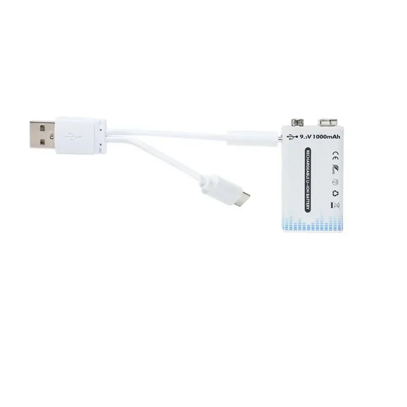 بطارية ليثيوم 9 فولت 1000 مللي أمبير في الساعة مزودة بمنفذ USB من النوع c مناسبة لأقفال الوصول إلى الميكروفونات وأجهزة القياس المتعددة وما إلى ذلك BCAK #6