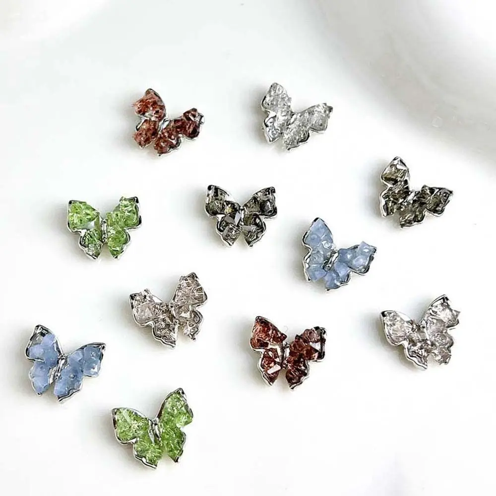 3Pcs/set Crystal Gravel Butterfly Butterfly Nail Decorations DIY Nail Charms 3D Nail Art Drills Butterfly Nail Accessories Alloy