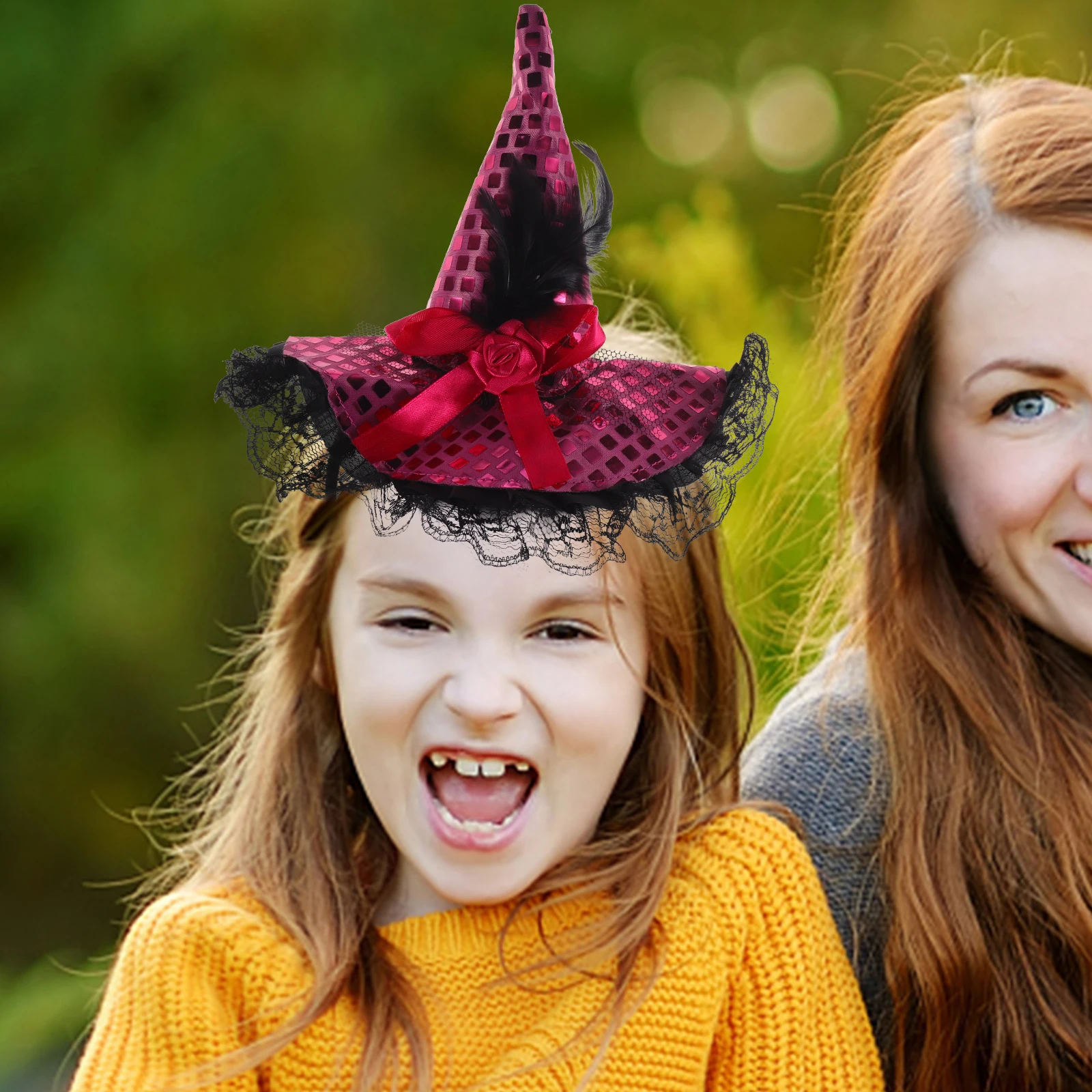 

1Pcs Premium Feather Witch Hat Headband Unique Halloween Party Costumes Dress Up Accessories