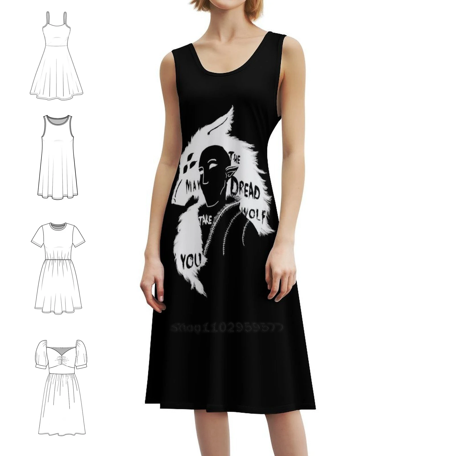 

May The Dread Wolf Take You Fitted Women's Elegant Party Dress A-Line Dress With Short/Long/Sleeveless Options May The Dread