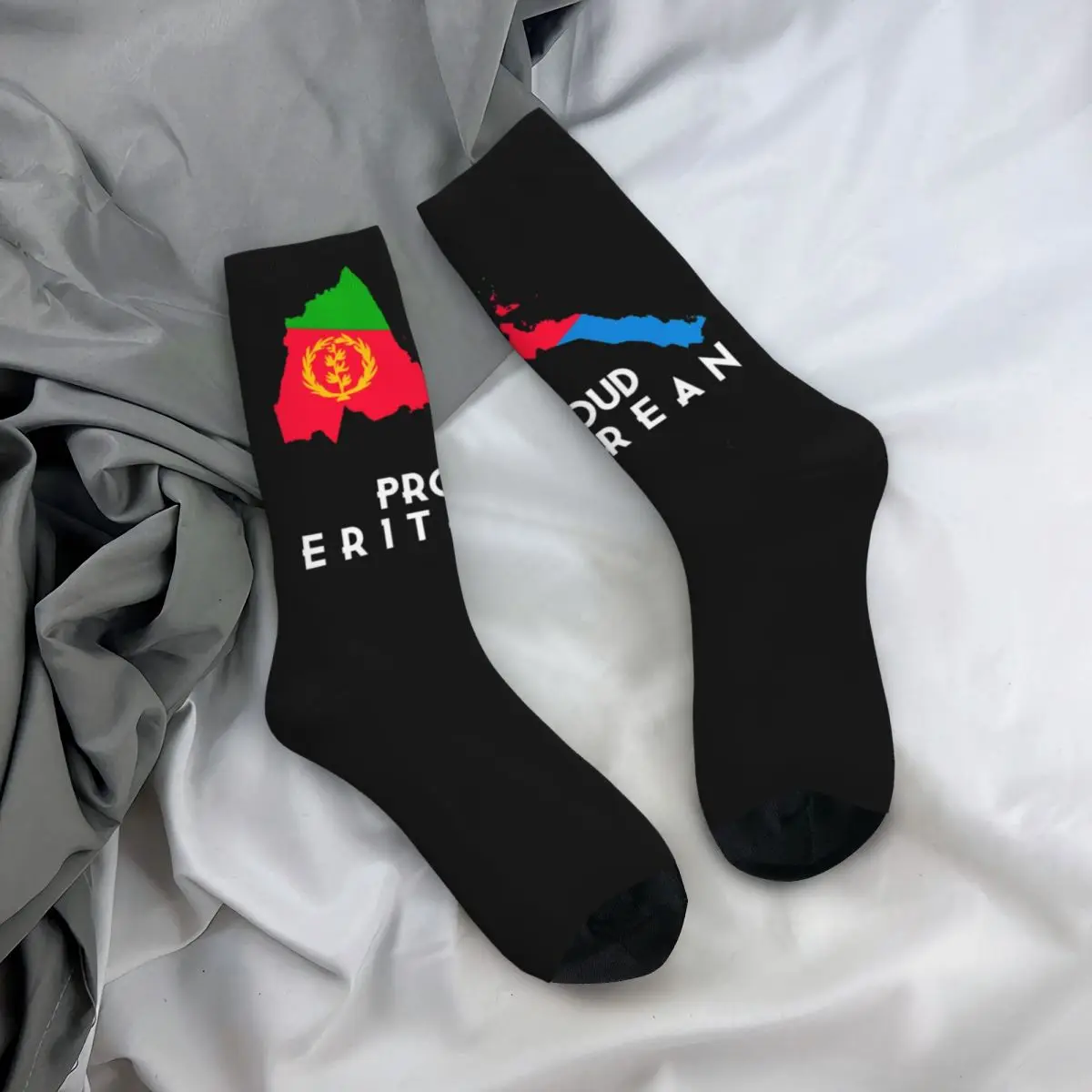 

Retro Proud Eritrean Flag Football Socks Polyester Middle Tube Socks for Unisex Sweat Absorbing