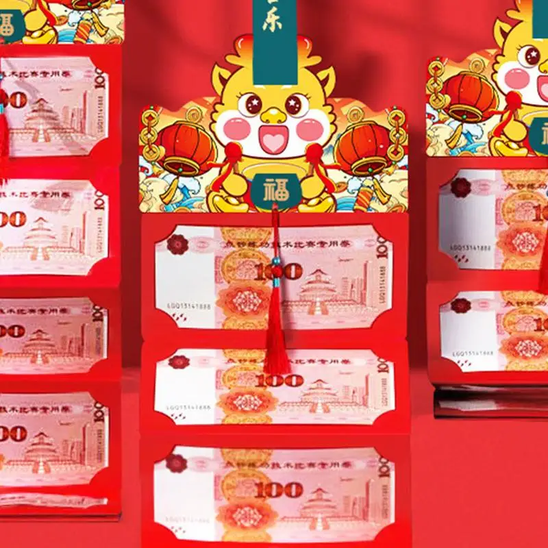 Dobrável dourado dinheiro do ano novo chinês, realocação da sorte, envelope vermelho, bênção tradicional, slot para cartão dobrável, presente do festival