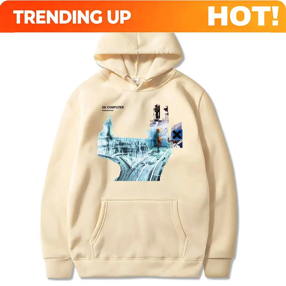 New Radiohead Ok Computer Cd Lp Vinyl Poster In Rainbows Thom Yorke Fashion New Style Popular Classic Hoodies Couple Streetwear
