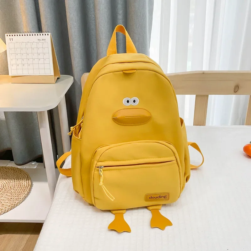 

Children kindergarten backpack cute cartoon little white duck fun schoolbag boys and girls large capacity backpack